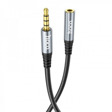 Аудiокабель HOCO UPA20 3.5mm male to 3.5mm female, nylon braid, 1m, Metal Gray (6931474762153) (15390)