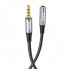 Аудiокабель HOCO UPA20 3.5mm male to 3.5mm female, nylon braid, 1m, Metal Gray (6931474762153) (15390)