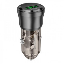 Автомобільний зарядний пристрій BOROFONE BZ23 Noble single-port QC3.0 car charger Transparent Black (6941991106903) (17390)
