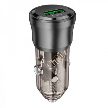Автомобільний зарядний пристрій BOROFONE BZ23 Noble single-port QC3.0 car charger Transparent Black (6941991106903) (17390)