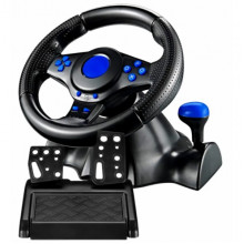 Руль игровой с педалями и коробкой передач для ноутбука пк ps2 ps3 pc usb vibration steering wheel гонки (22390)