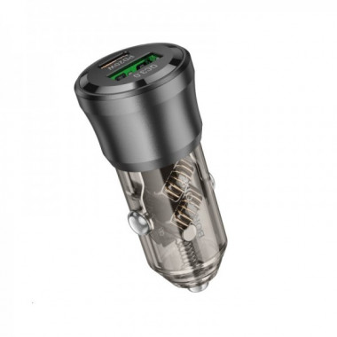 Автомобільний зарядний пристрій BOROFONE BZ25 Journey PD38W(1C1A) car charger Transparent Black (6941991106965) (17490)