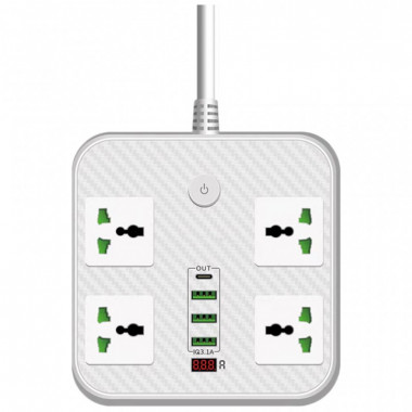 Сетевой фильтр питания Voltronic TВ-Т90, 4роз, 3*USB White (ТВ-Т90-White) (18690)