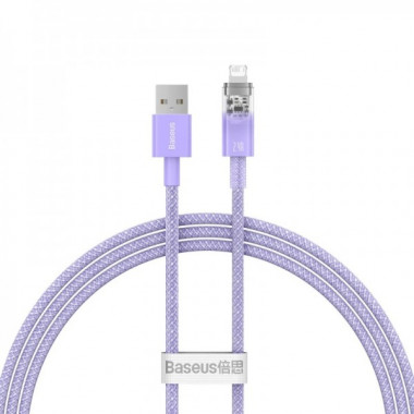 Кабель Baseus Explorer Series Fast Charging Cable with Smart Temperature Control USB to iP 2.4A 1m Purple (CATS010005) (14790)