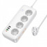 Мережевий подовжувач HOCO AC22 Sunlight 4-bit (PD30W/1C3A) desktop socket (EU/GER) (1.5 m) White (6942007629799) (19790)