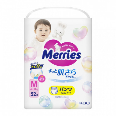 Подгузники Merries Трусики Super Jumbo M 6-11 кг 52 шт (4901301418579) (11001)