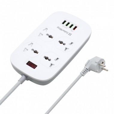 Сетевой фильтр питания ColorWay 4 розетки/4USB White 1.8м (1QC3.0 + 3 AUTO ID) (CW-CHU44QW) (16101)
