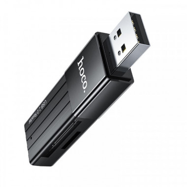 USB-хаб HOCO HB20 Mindful 2-in-1card reader(USB2.0) Black (6931474735201) (20201)