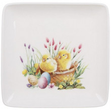 Набір 6 квадратних тарілок "Easter Melody" 15х15см (Курчата), фарфор (19301)