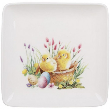 Набір 6 квадратних тарілок "Easter Melody" 15х15см (Курчата), фарфор (19301)
