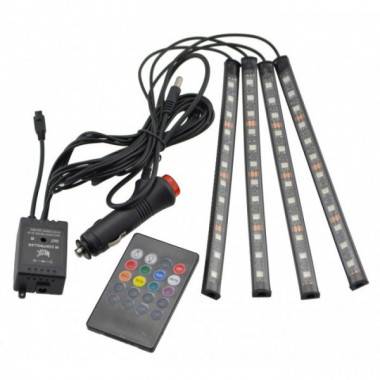 Цветная подсветка для авто водонепроницаемая RGB led HR-01678 7 цветов 4 ленты (21401)