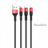 Кабель HOCO X26 Xpress one pull three charging cable iP+Micro+Type-C Black+Red (6957531080282) (14801)