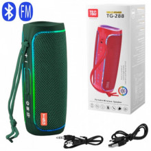 Портативная беспроводная Bluetooth колонка с LED подсветкой TG288 Тёмно-зелёная (15021)