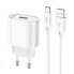 Мережевий зарядний пристрій з кабелем HOCO C109A Fighter single port QC3.0 charger set(Type-C) White (6931474784834) (14621)