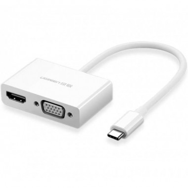 USB-хаб UGREEN USB Type C to HDMI + VGA Converter (White) (UGR-30843) (19721)