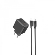 Мережевий зарядний пристрій з кабелем HOCO CS13A Ocean single port PD20W charger set(C to iP) Black (6942007603829) (19821)