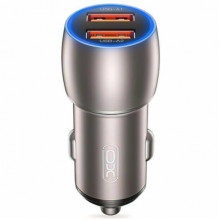 Автомобильное зарядное устройство XO CC52 QC 3.0 36W/2USB 12/24V быстрая зарядка Серый (20821)