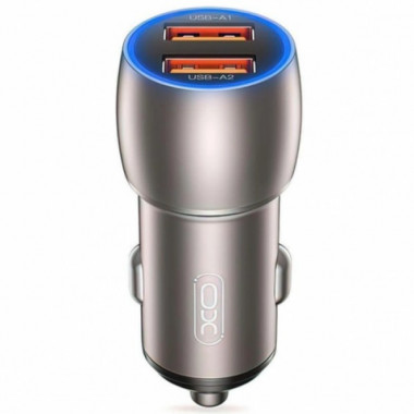 Автомобильное зарядное устройство XO CC52 QC 3.0 36W/2USB 12/24V быстрая зарядка Серый (20821)
