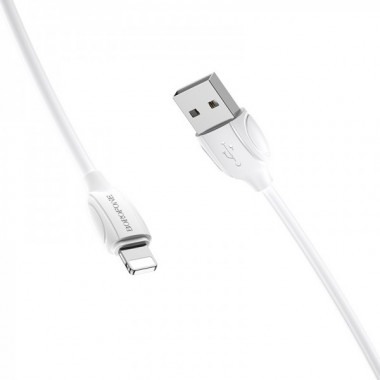 Кабель BOROFONE BX19 USB to iP 2.4A, 1m, PVC, TPE connectors, White (6931474701763) (19731)