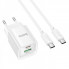 Мережевий зарядний пристрій з кабелем HOCO C147A Charm PD20W+QC3.0 charger set (C to C)(EU) White (6942007630290) (19831)