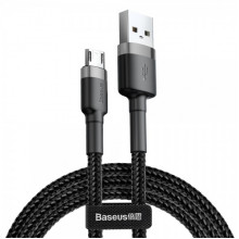 Кабель Baseus cafule Cable USB For Micro 2.4A 0.5M Gray+Black (CAMKLF-AG1) (15041)