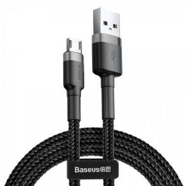 Кабель Baseus cafule Cable USB For Micro 2.4A 0.5M Gray+Black (CAMKLF-AG1) (15041)