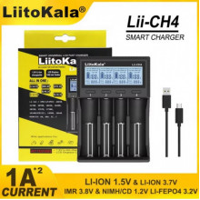 Зарядное устройство для Liitokala Lii-CH4, 4 канала, Li-1.5/Ni-Mh/Li-ion/LiFePO4/Li-HiV, USB-C, LCD (22341)