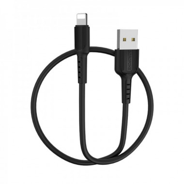 Кабель BOROFONE BX16 USB to iP 2A, 1m, PVC, TPE connectors, Black (6957531099512) (17441)