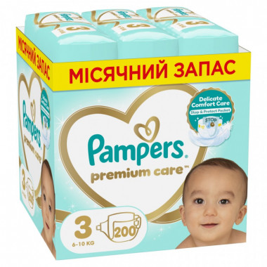 Подгузники Pampers Premium Care Размер 3 (6-10 кг) 200 шт (8006540855898) (7641)