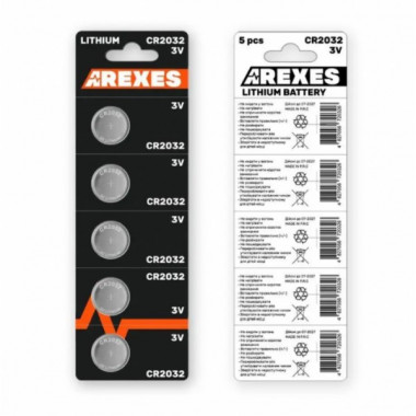 Батарейка литиевая Arexes Cr 2032, 5 штук в блистере Оригинал (20741)