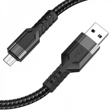 Кабель HOCO U110 USB to Micro 2.4A, 1.2m, nylon, aluminum connectors, Black (6931474770585) (14841)