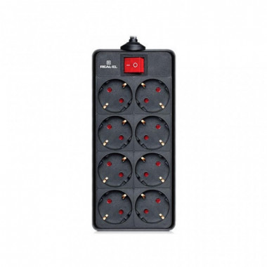 Сетевой фильтр питания REAL-EL REAL-EL RS-8 PROTECT, 3m, black (EL122300022) (15941)