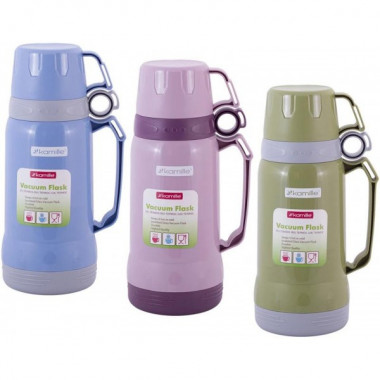 Термос Kamille Glass Nigella 1000мл дзеркальна колба і 2 чашки (6941)