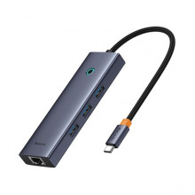 USB Hub Baseus Flite 6-Port Type-C to HDMI4K 60Hz*1+USB 3.0*3+PD*1+RJ45*1 Cерый (2051)