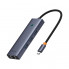 USB Hub Baseus Flite 6-Port Type-C to HDMI4K 60Hz*1+USB 3.0*3+PD*1+RJ45*1 Cерый (2051)