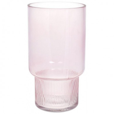 Ваза декоративна Ancient Glass "Фуджі" 25.5х14см, скло, світло-рожевий (5651)