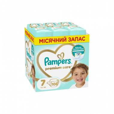 Подгузники Pampers Premium Care Розмір 7 (15+ кг) 108 шт (8700216423632) (7751)
