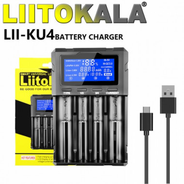 Зарядное устройство LiitoKala Lii-KU4 для 4-х аккумуляторных батареек универсальное (22361)