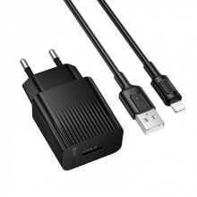 Мережевий зарядний пристрій BOROFONE BAS71A Source single-port charger set(iP) Black (6941991122576) (17461)