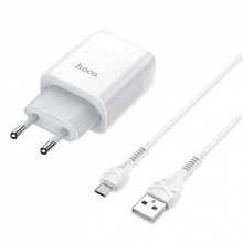 Мережевий зарядний пристрій з кабелем HOCO C72A Glorious single port charger set(Micro) 10.5W White (6931474713001) (461)