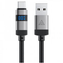 Кабель ACEFAST C15-04 USB-A to USB-C zinc alloy digital display braided charging data cable Black (6974316283737) (19761)