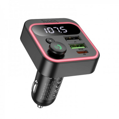 АЗП з FM-модулятором HOCO E85 Tiger PD20W+QC3.0 car BT FM transmitter Black (6942007634304) (19861)