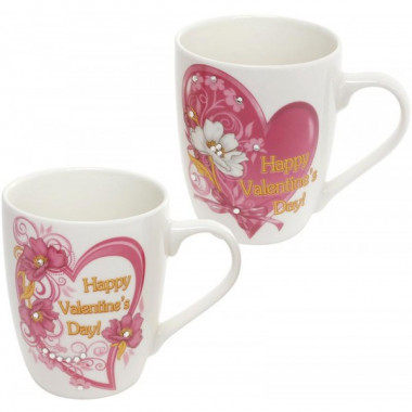 Кружка "Happy Valentine's" 350мл зі стразами (3861)