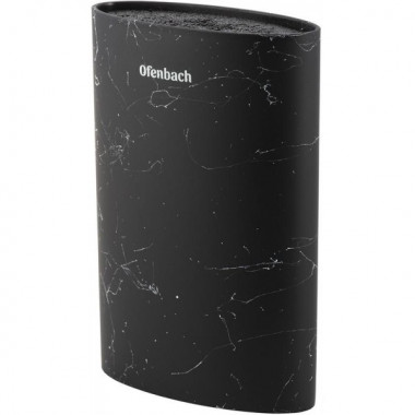 Підставка-колода Ofenbach Black Marble для кухонних ножів і ножиць 16х7х22.5см, овальна (2961)