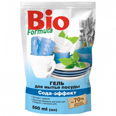 Средство для ручного мытья посуды Bio Formula Сода-эффект дой-пак 500 мл (4823015922725) (7471)