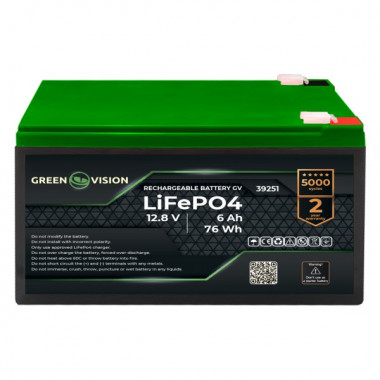 Аккумулятор GV LiFePО4 12,8V - 6Ah (76Wh) (671)