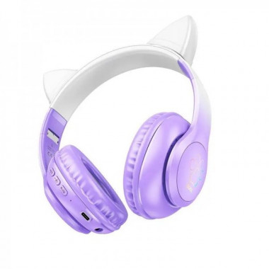 Бездротові накладні навушники HOCO W42 Cat ears BT headphones Purple Grape (6931474795854) (19871)