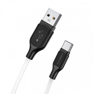 Кабель BOROFONE BX42 USB to Type-C 3A, 1m, silicone, TPE connectors, White (6931474736772) (20481)