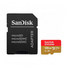 Карта пам'яті microSDXC (UHS-1 U3) SanDisk Extreme For Action Cams and Drones A2 128Gb class 10 V30 (R190MB/s,W90MB/s) (adapter) (SDSQXAA-128G-GN6AA) (481)