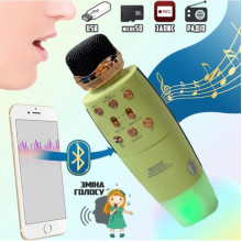 Караоке микрофон + беспроводная портативная колонка 2 в 1 Bluetooth Wster WS-2011 Салатовый (22191)